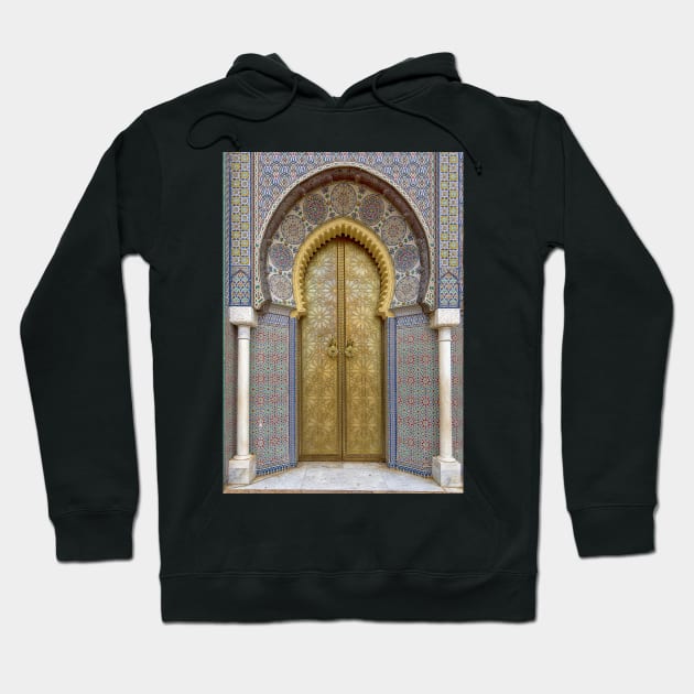 Golden door of the Royal Palace in Fez, Morocco Hoodie by mitzobs